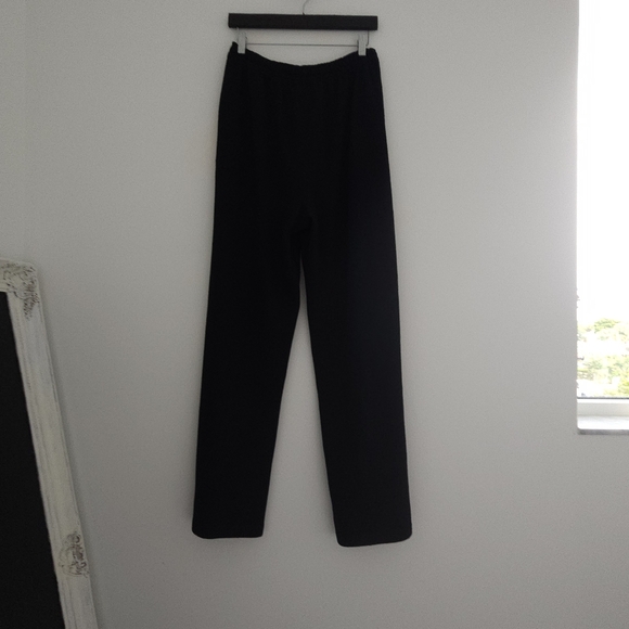 St.John Sport Knit Black Drawstring Santana Drawstring Wide Leg Pants - Picture 7 of 14